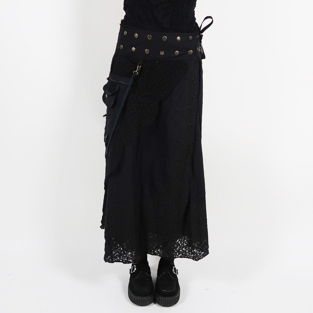 Goa stijl lange rok zwart - One Size - Hippie, Fantasy - Gekko